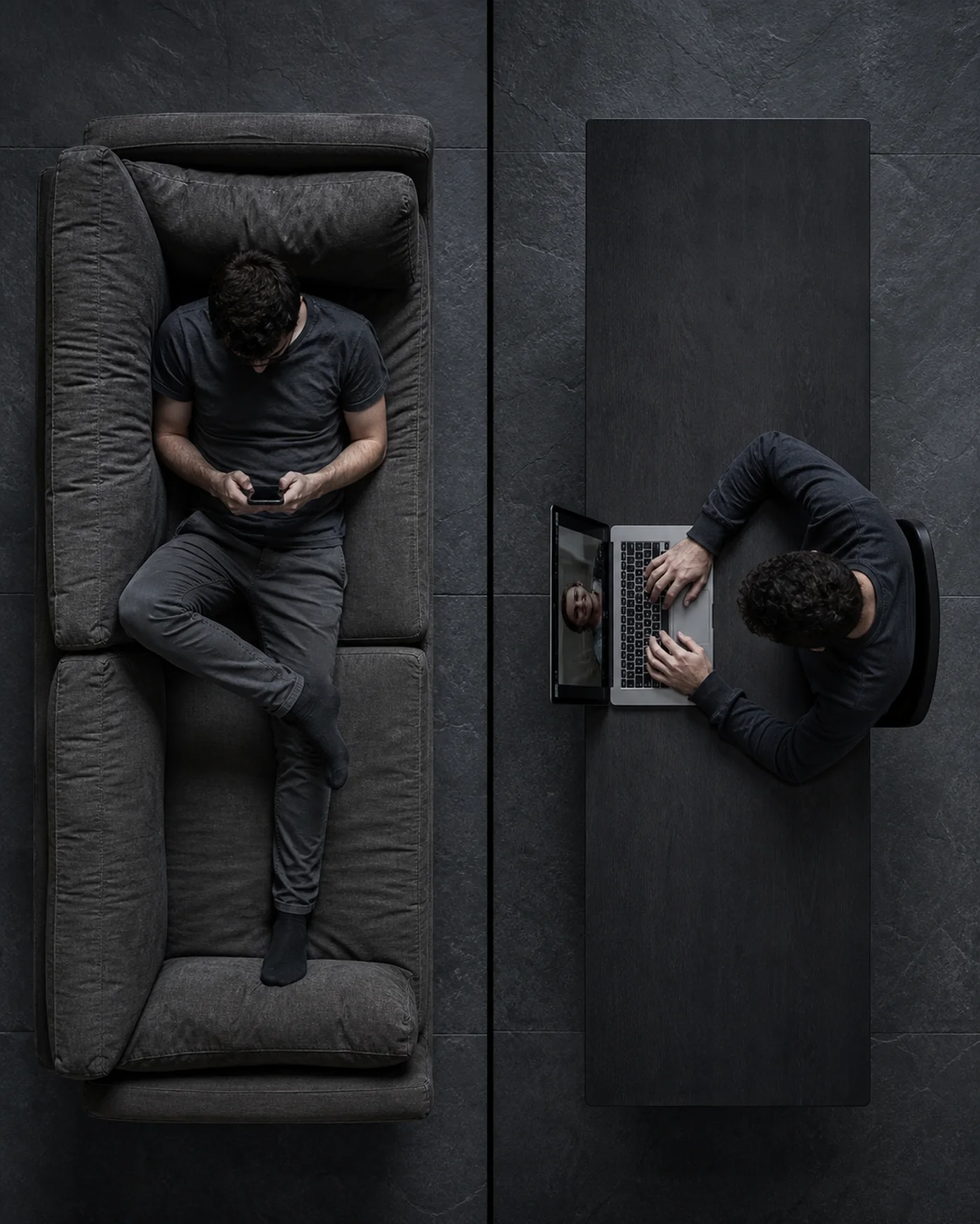 Same mechanism, different furniture. The tile is the couch.